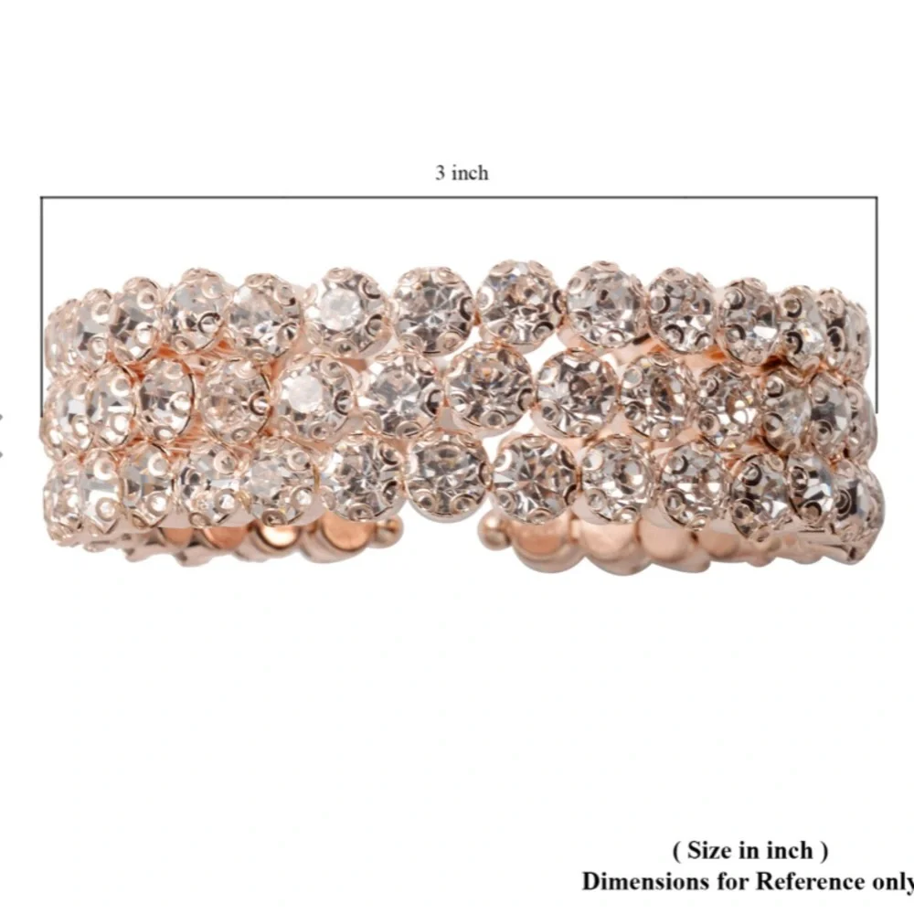 White Austrian Crystal Triple Row Cuff Bracelet